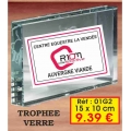 TROPHEE VERRE PRESTIGE : REF. 01G2P - 15 x 10CM